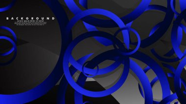 Parlak fantezi mavi siyah daireler ile soyut metal vektör arka plan