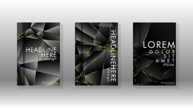 Fantezi çokgen kapak desen arka plan tasarımı. sarı üçgen çizgi