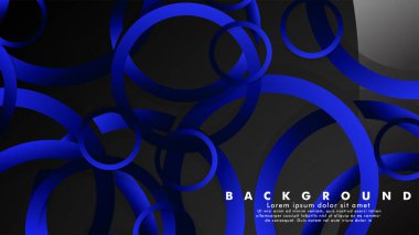 Parlak fantezi mavi siyah daireler ile soyut metal vektör arka plan