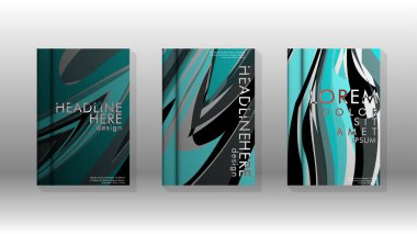 Dalga elemanları ile soyut kapak. kitap tasarım konsepti. Fütüristik iş düzeni. Dijital poster şablonu. Tasarım Vektörü - eps10