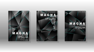 Kapak tasarım deseninin arka planı. mavi üçgen çizgi. Vektör ön sayfa yazı tipi