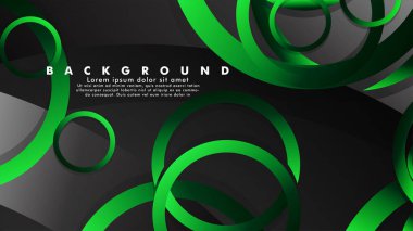 Parlak fantezi yeşil siyah daireler ile soyut metal vektör arka plan