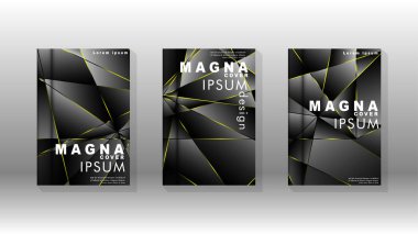 Fantezi çokgen kapak desen arka plan tasarımı. sarı üçgen çizgi