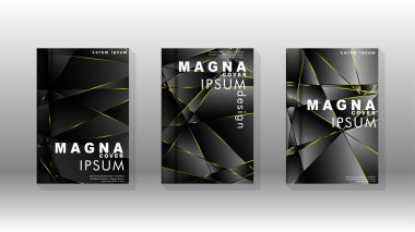 Fantezi çokgen kapak desen arka plan tasarımı. sarı üçgen çizgi