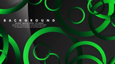 Parlak fantezi yeşil siyah daireler ile soyut metal vektör arka plan