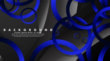 Parlak fantezi mavi siyah daireler ile soyut metal vektör arka plan