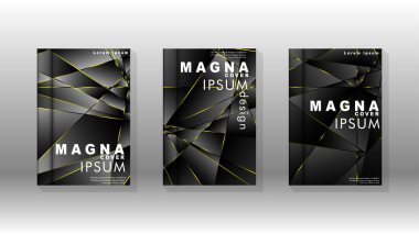 Fantezi çokgen kapak desen arka plan tasarımı. sarı üçgen çizgi