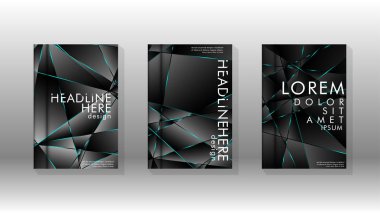 Kapak tasarım deseninin arka planı. mavi üçgen çizgi. Vektör ön sayfa yazı tipi