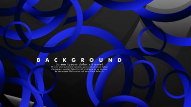 Parlak fantezi mavi siyah daireler ile soyut metal vektör arka plan