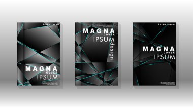 Kapak tasarım deseninin arka planı. mavi üçgen çizgi. Vektör ön sayfa yazı tipi