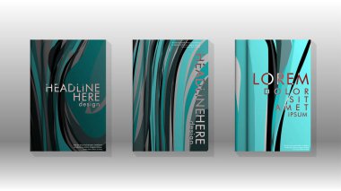 Dalga elemanları ile soyut kapak. kitap tasarım konsepti. Fütüristik iş düzeni. Dijital poster şablonu. Tasarım Vektörü - eps10