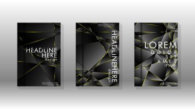 Fantezi çokgen kapak desen arka plan tasarımı. sarı üçgen çizgi