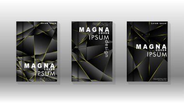 Fantezi çokgen kapak desen arka plan tasarımı. sarı üçgen çizgi