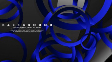 Parlak fantezi mavi siyah daireler ile soyut metal vektör arka plan