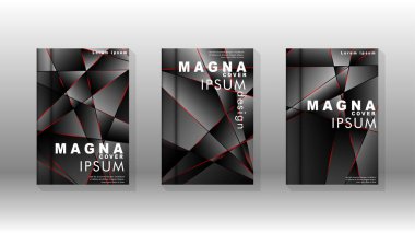 Kapak tasarım deseninin arka planı. Kırmızı üçgen çizgisi. Vektör ön sayfa yazı tipi