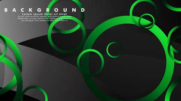 Abstrakt metall vektor bakgrund med glänsande fancy gröna svarta cirklar — Stock vektor