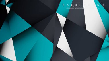 Vektör Arka Plan Üçgen Mozaik mavi, gri ve beyaz bir arada. Degradeler ve saydamlık ile geometrik illüstrasyon tarzı.