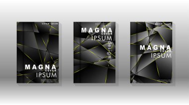 Fantezi çokgen kapak desen arka plan tasarımı. sarı üçgen çizgi