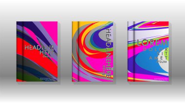 Dalga elemanları ile soyut kapak. kitap tasarım konsepti. Fütüristik iş düzeni. Dijital poster şablonu. Tasarım Vektörü - eps10