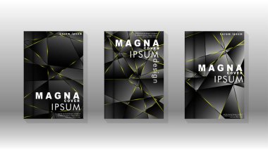 Fantezi çokgen kapak desen arka plan tasarımı. sarı üçgen çizgi