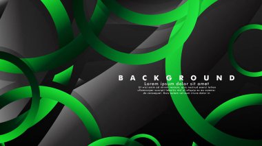 Parlak fantezi yeşil siyah daireler ile soyut metal vektör arka plan