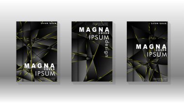 Fantezi çokgen kapak desen arka plan tasarımı. sarı üçgen çizgi