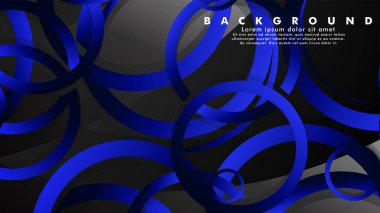 Parlak fantezi mavi siyah daireler ile soyut metal vektör arka plan