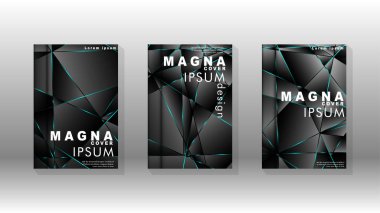 Kapak tasarım deseninin arka planı. mavi üçgen çizgi. Vektör ön sayfa yazı tipi