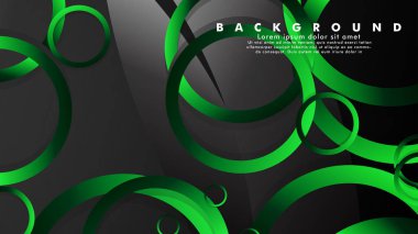 Parlak fantezi yeşil siyah daireler ile soyut metal vektör arka plan