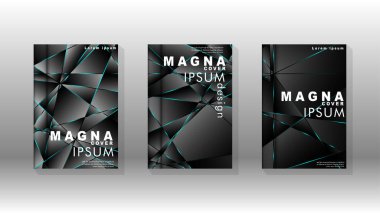 Kapak tasarım deseninin arka planı. mavi üçgen çizgi. Vektör ön sayfa yazı tipi