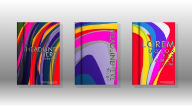 Dalga elemanları ile soyut kapak. kitap tasarım konsepti. Fütüristik iş düzeni. Dijital poster şablonu. Tasarım Vektörü - eps10