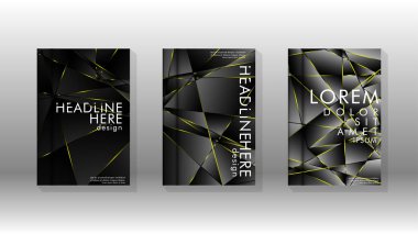 Fantezi çokgen kapak desen arka plan tasarımı. sarı üçgen çizgi