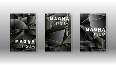 Fantezi çokgen kapak desen arka plan tasarımı. sarı üçgen çizgi