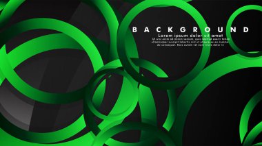 Parlak fantezi yeşil siyah daireler ile soyut metal vektör arka plan