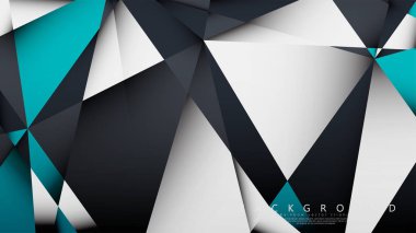 Vektör Arka Plan Üçgen Mozaik mavi, gri ve beyaz bir arada. Degradeler ve saydamlık ile geometrik illüstrasyon tarzı.