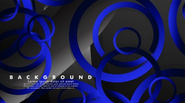 Parlak fantezi mavi siyah daireler ile soyut metal vektör arka plan