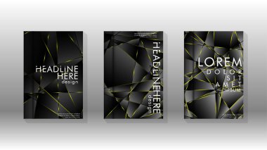 Fantezi çokgen kapak desen arka plan tasarımı. sarı üçgen çizgi