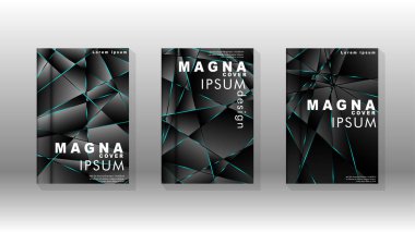 Kapak tasarım deseninin arka planı. mavi üçgen çizgi. Vektör ön sayfa yazı tipi