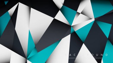 Vektör Arka Plan Üçgen Mozaik mavi, gri ve beyaz bir arada. Degradeler ve saydamlık ile geometrik illüstrasyon tarzı.