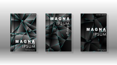 Kapak tasarım deseninin arka planı. mavi üçgen çizgi. Vektör ön sayfa yazı tipi