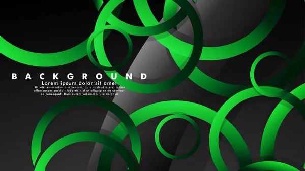 抽象金属矢量背景，带闪亮的花哨绿色黑色圆圈 — 图库矢量图片