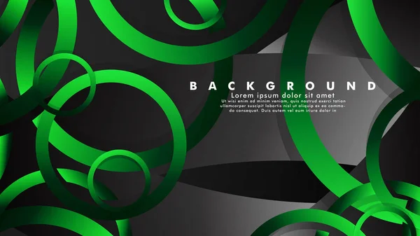 抽象金属矢量背景，带闪亮的花哨绿色黑色圆圈 — 图库矢量图片