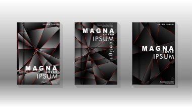 Kapak tasarım deseninin arka planı. Kırmızı üçgen çizgisi. Vektör ön sayfa yazı tipi