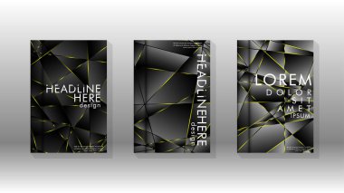 Fantezi çokgen kapak desen arka plan tasarımı. sarı üçgen çizgi