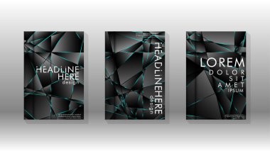 Kapak tasarım deseninin arka planı. mavi üçgen çizgi. Vektör ön sayfa yazı tipi