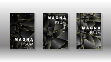 Fantezi çokgen kapak desen arka plan tasarımı. sarı üçgen çizgi