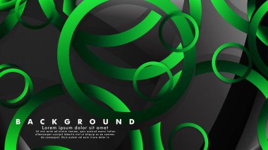 Parlak fantezi yeşil siyah daireler ile soyut metal vektör arka plan