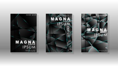 Kapak tasarım deseninin arka planı. mavi üçgen çizgi. Vektör ön sayfa yazı tipi