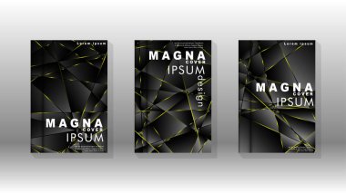 Fantezi çokgen kapak desen arka plan tasarımı. sarı üçgen çizgi