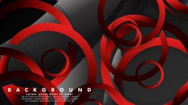 Lüks parlak kırmızı koyu halkalar ile soyut metal vektör arka plan